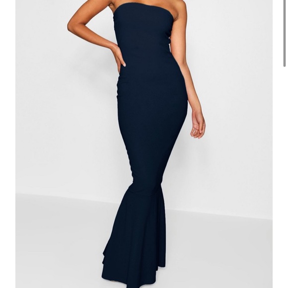 Boohoo Bandeau Fishtail Maxi Dress